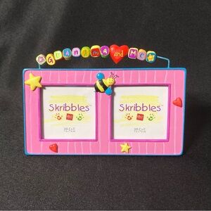 Russ Scribbles Rainbow Beaded Grandma And Me Double 3” x 3” Picture Frame